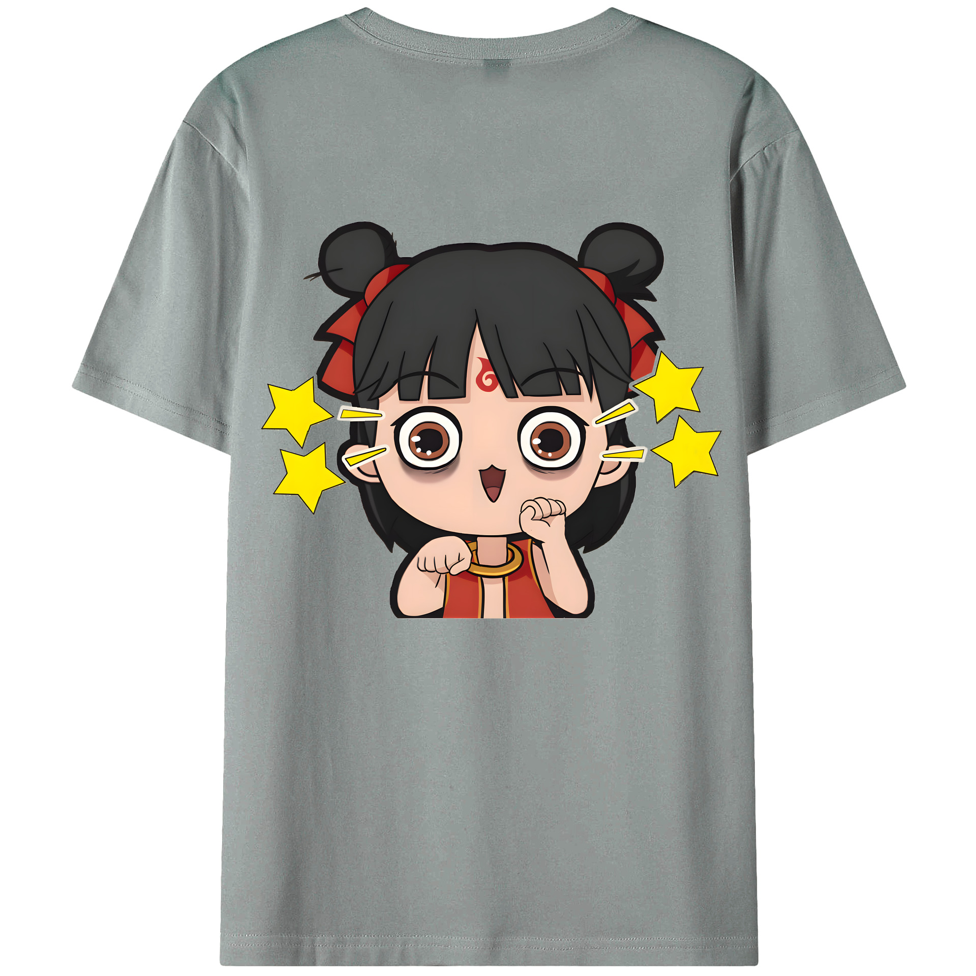 （画像用） Ne Zha 2 ナタ 魔童の大暴れ 綿100％ メンズ半袖Tシャツ（バックプリント） 通気性